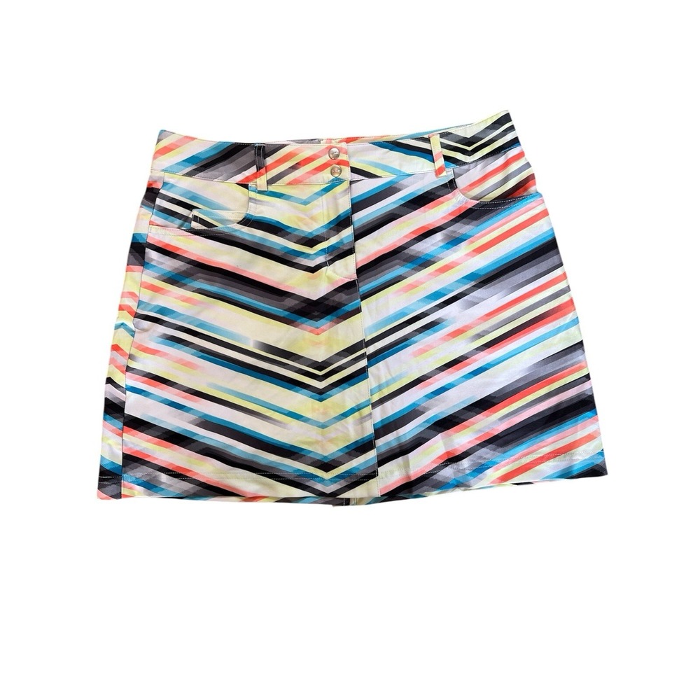 Slazenger ~Woman Size 6~‎ Blue/Orange Skort Zip-Up Golf Skirt Athleisure.